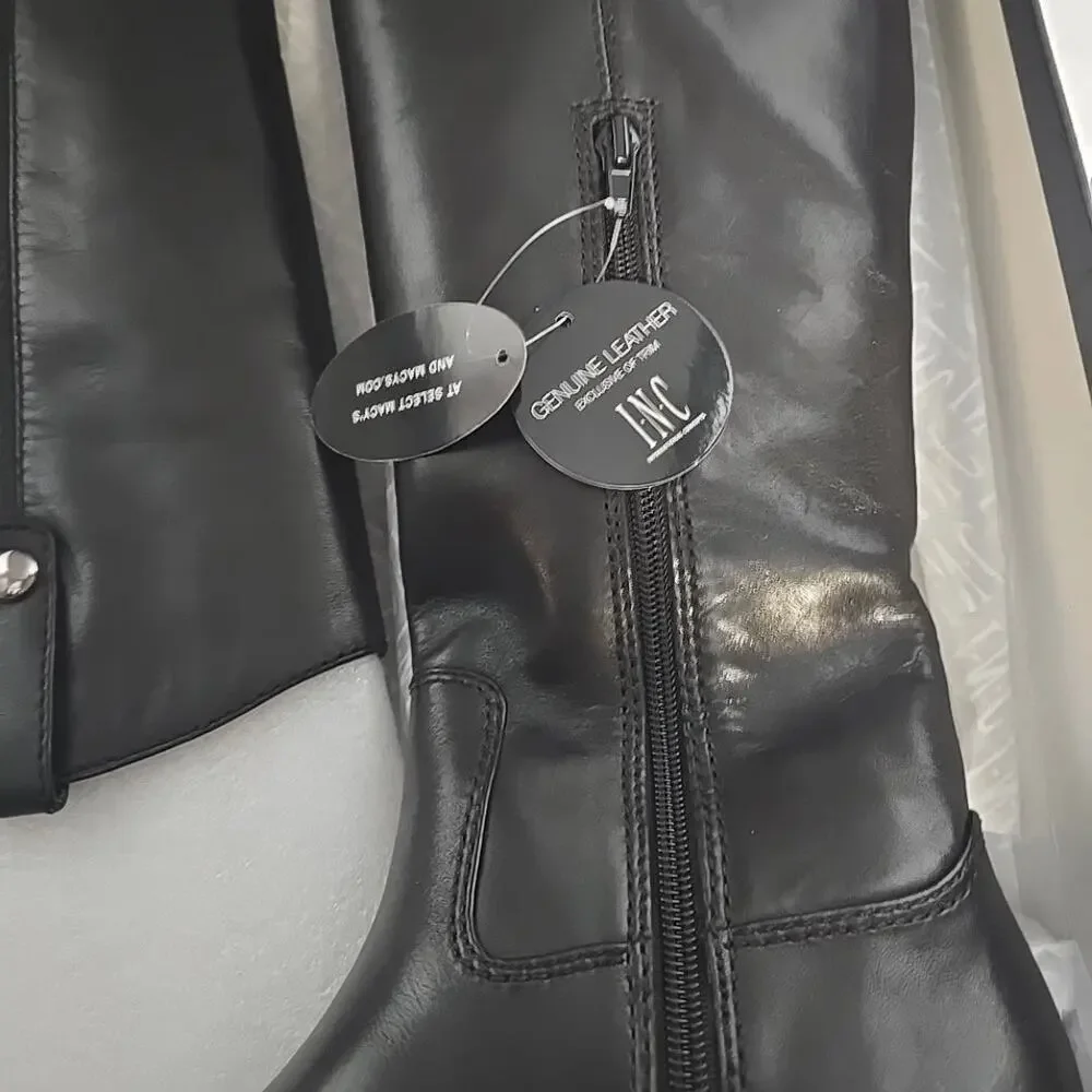 NEW I.N.C. International Concepts Fawne Wide-Calf Leather Knee High Boots 8M